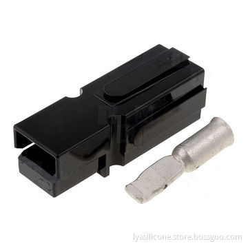 Molded silicone DC power connectors, manufacturing, UL94V0